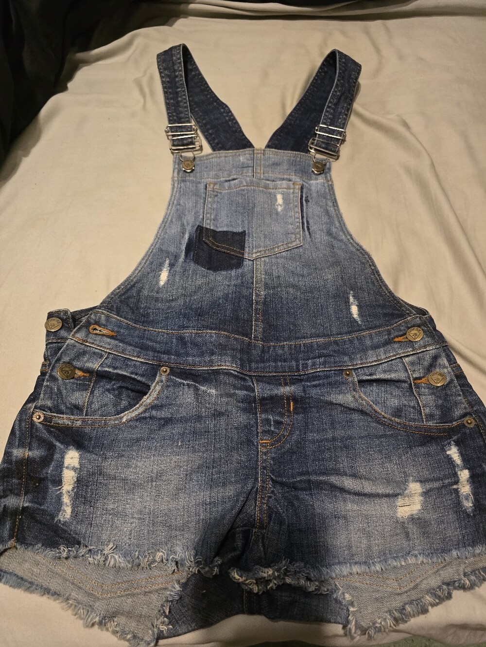 Guess Denim Overalls - Blue with Gold Stitching